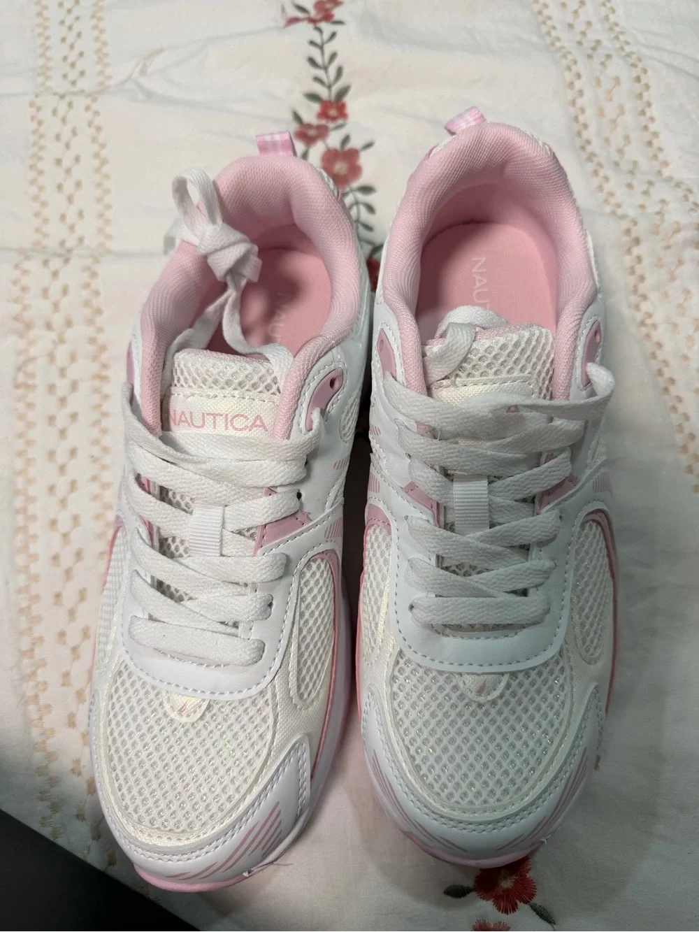 Nautica White and Light Pink Kids Sneakers
